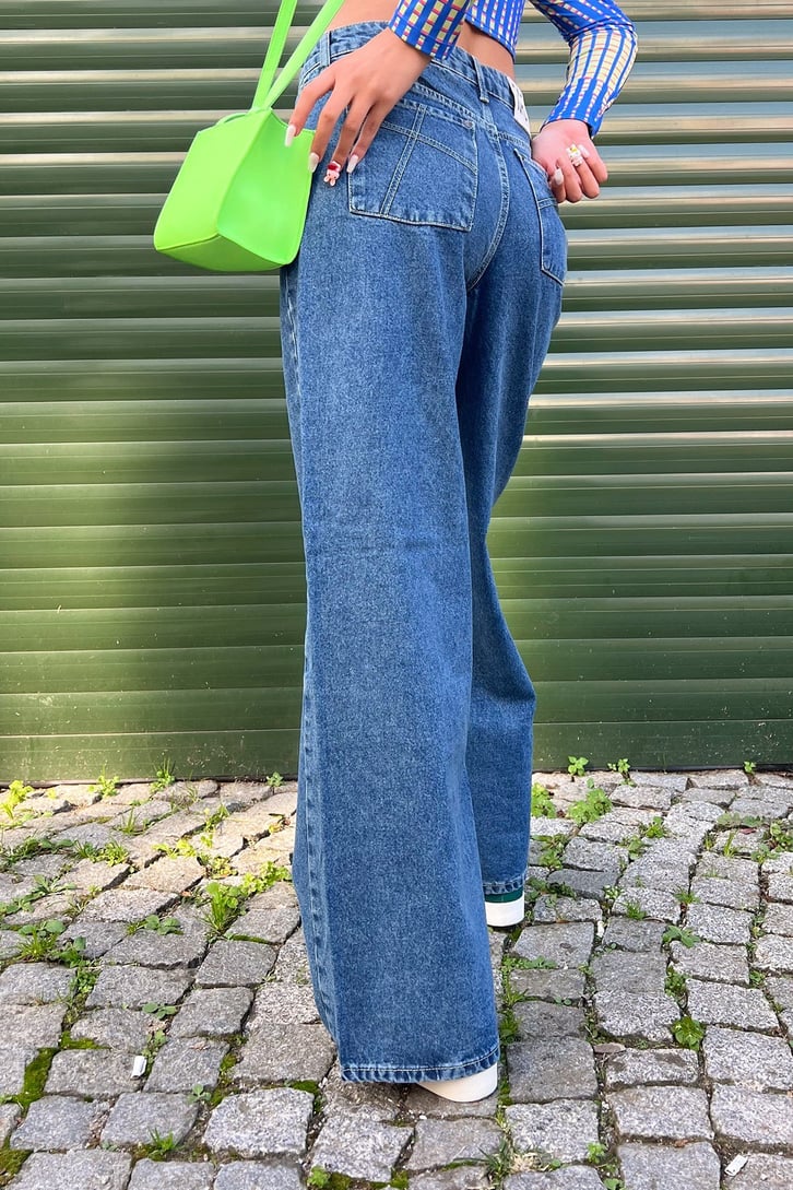 Basic Bol Paça Mavi Baggy Jean