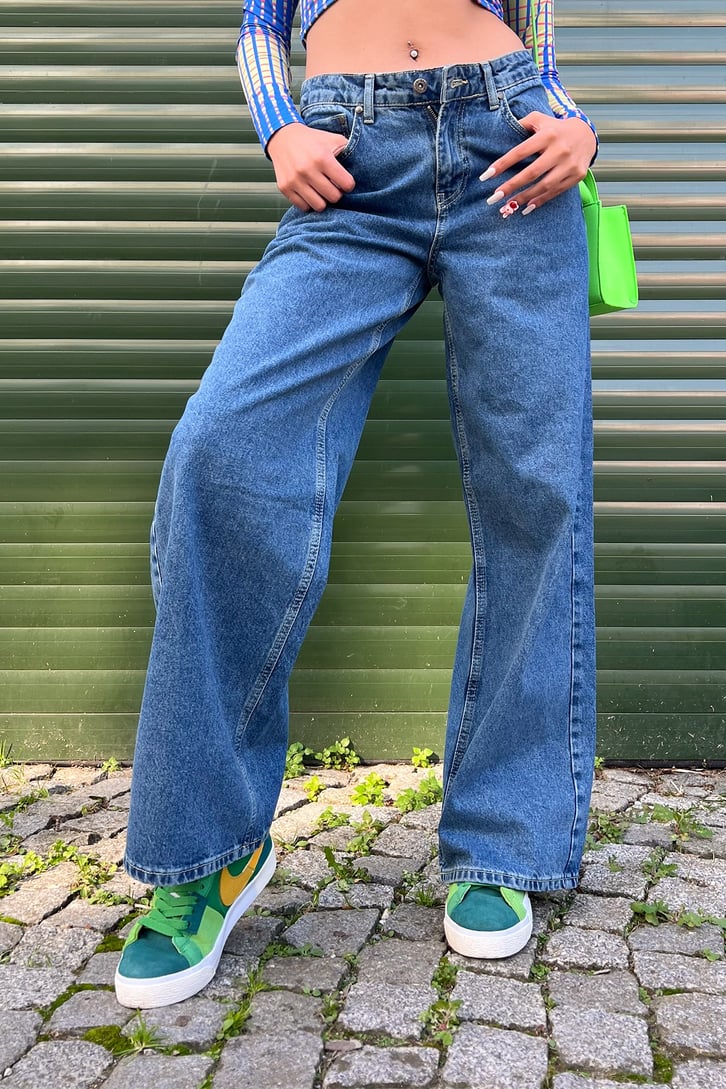 Basic Bol Paça Mavi Baggy Jean