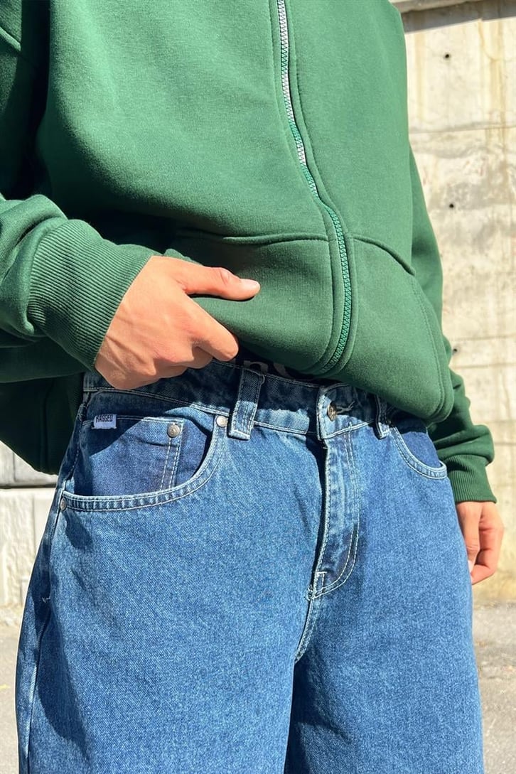 Basic Bol Paça Mavi Baggy Jean