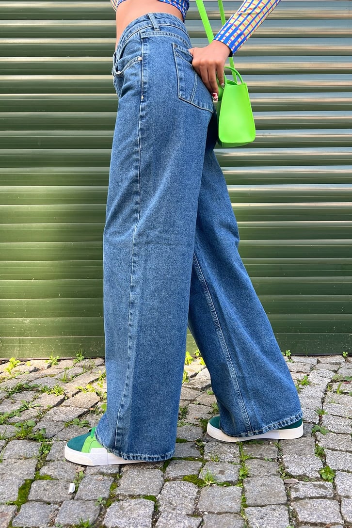 Basic Bol Paça Mavi Baggy Jean