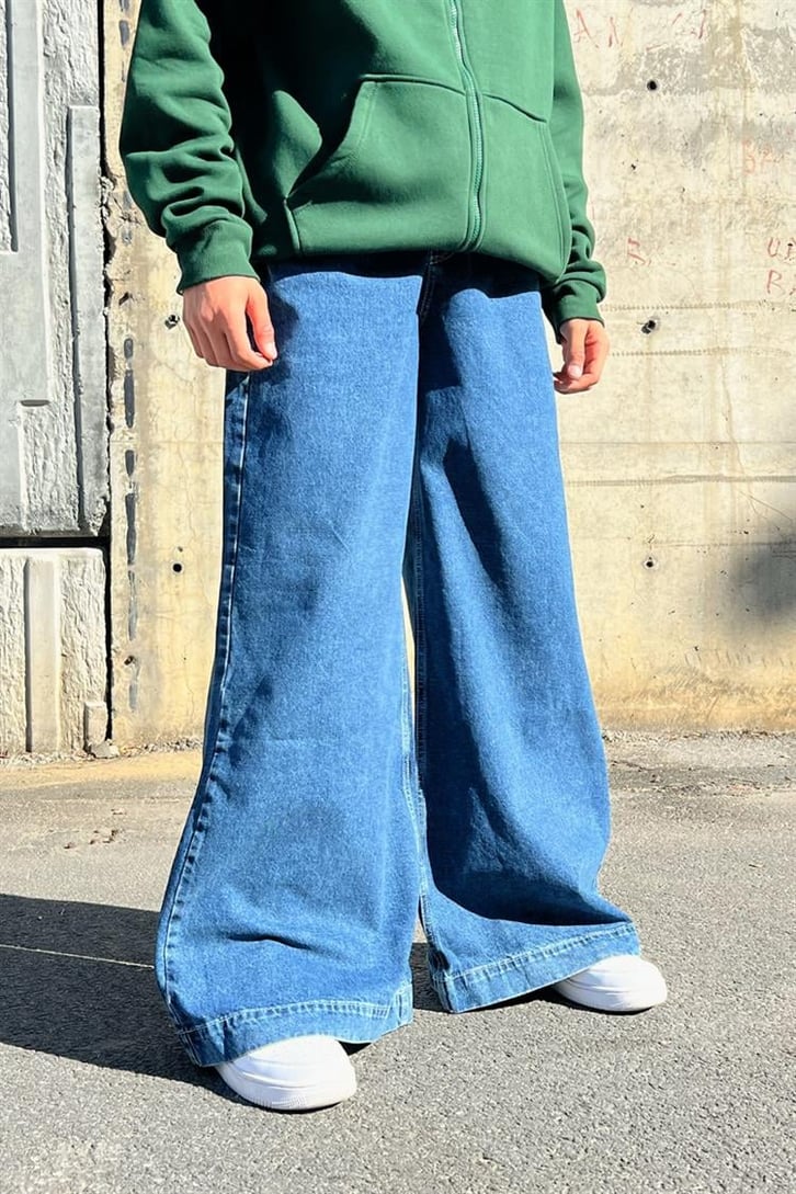 Basic Bol Paça Mavi Baggy Jean