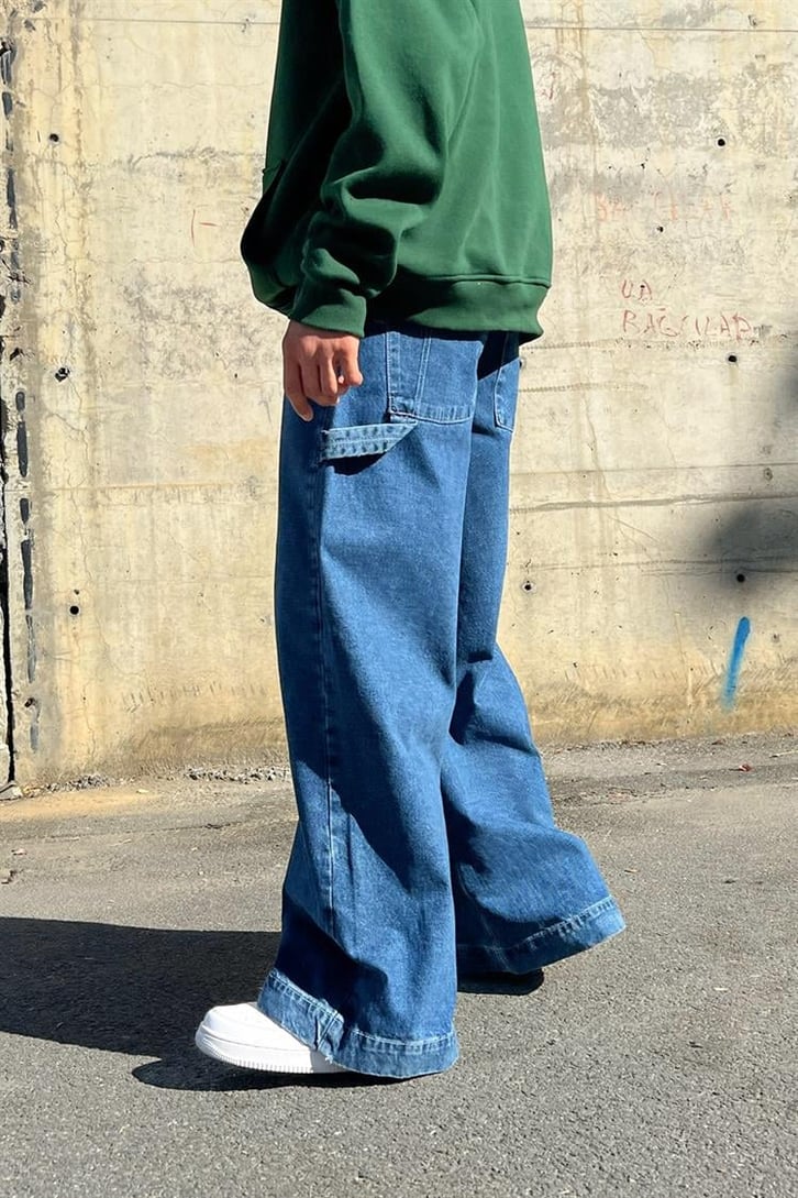 Basic Bol Paça Mavi Baggy Jean