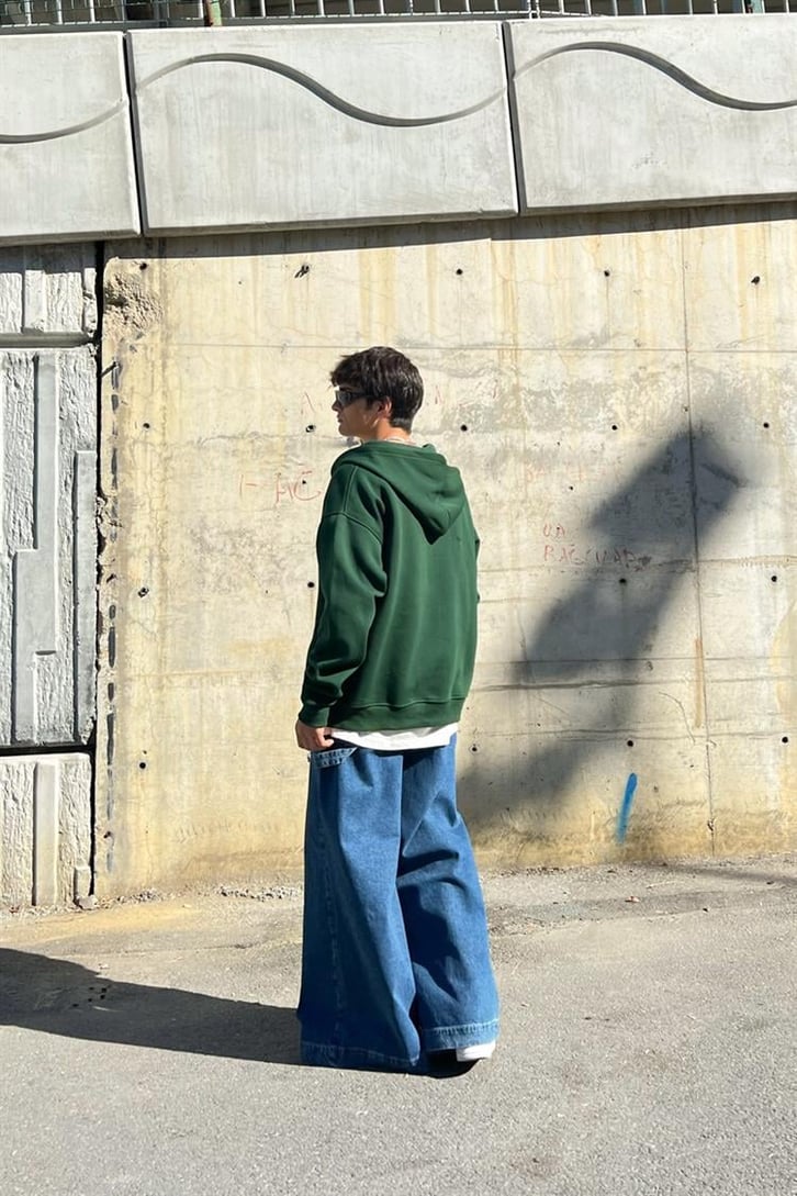 Basic Bol Paça Mavi Baggy Jean