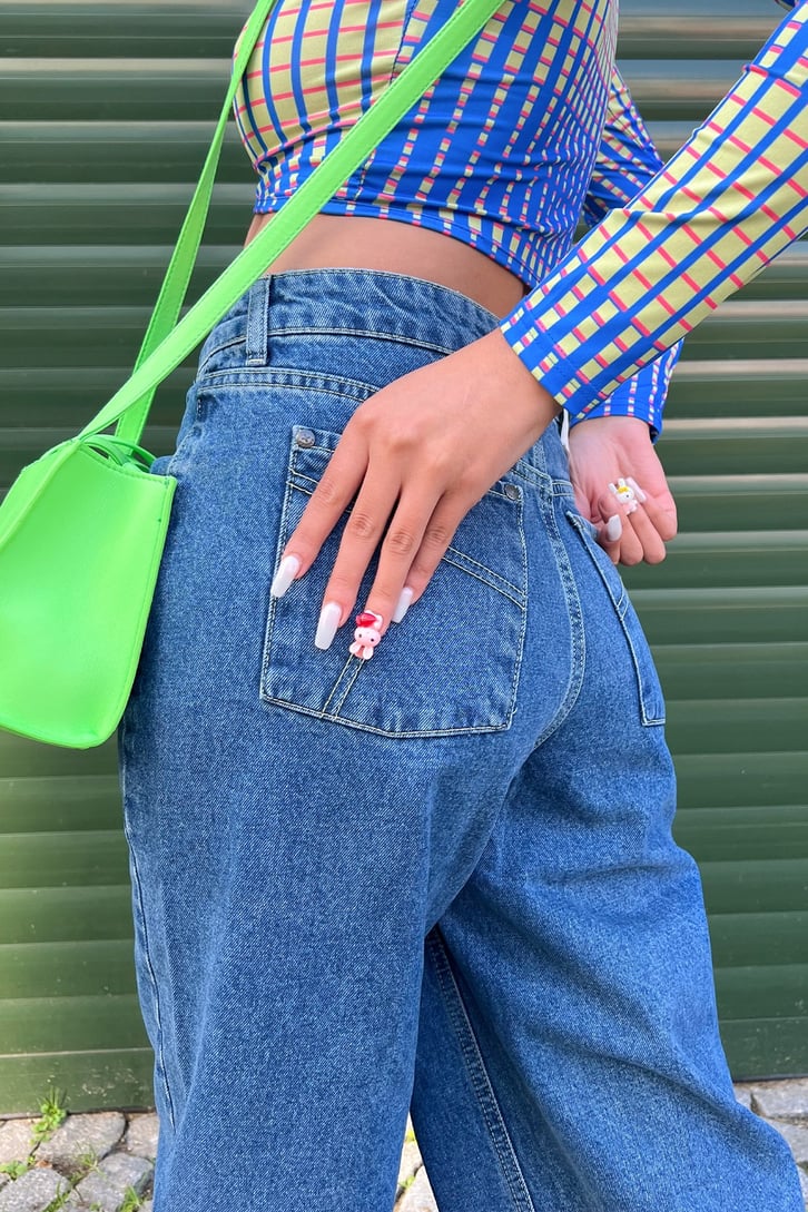 Basic Bol Paça Mavi Baggy Jean