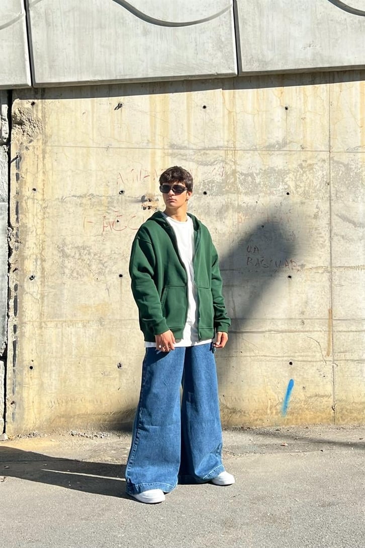 Basic Bol Paça Mavi Baggy Jean