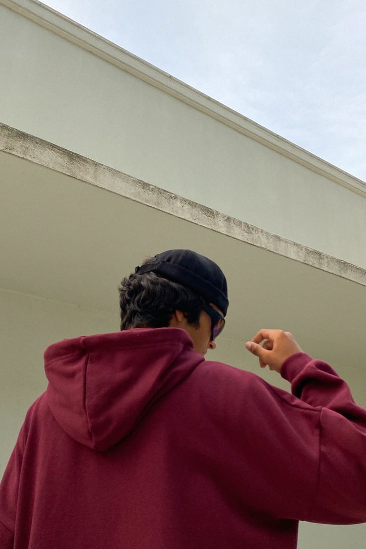 Basic Bordo Fermuarlı Oversize Sweatshirt
