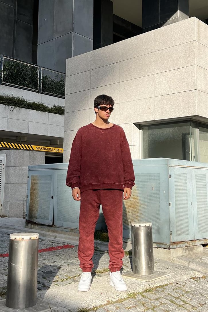 Basic Bordo Outfit Eşofman Takımı