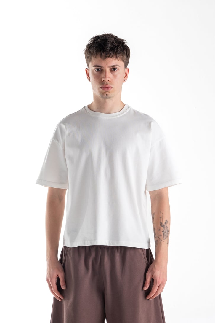 Basic Boxy Fit Ekru Tişört