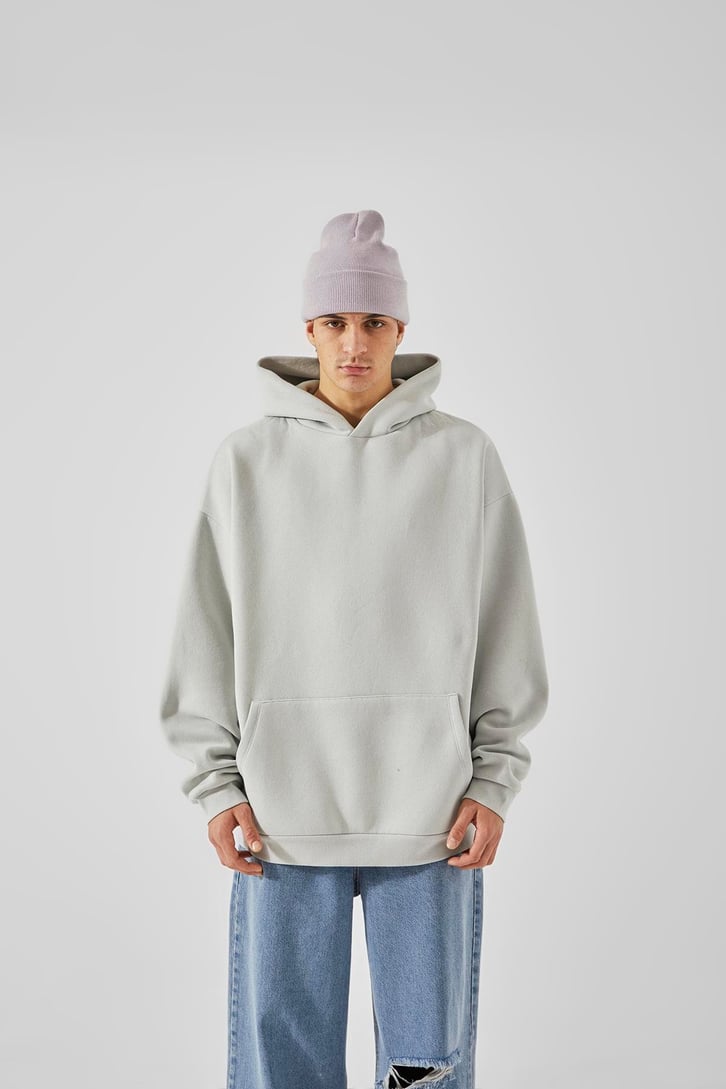 Basic Buz Gri Oversize Hoodie