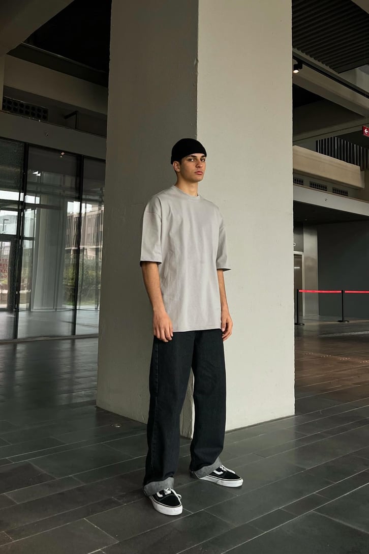 Basic Buz Gri Oversize Tshirt