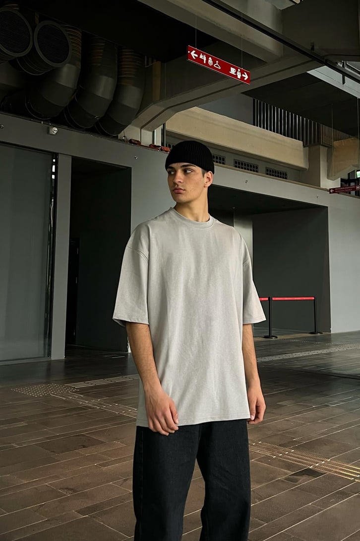 Basic Buz Gri Oversize Tshirt