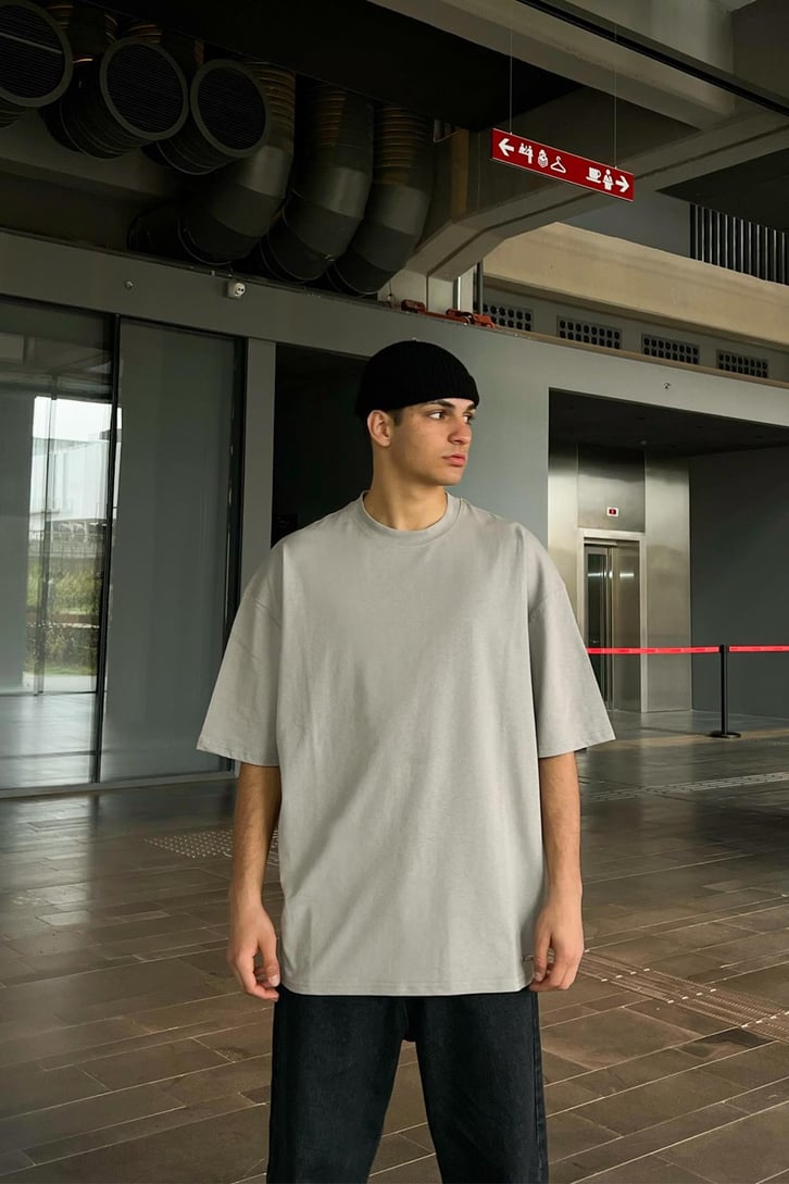 Basic Buz Gri Oversize Tshirt