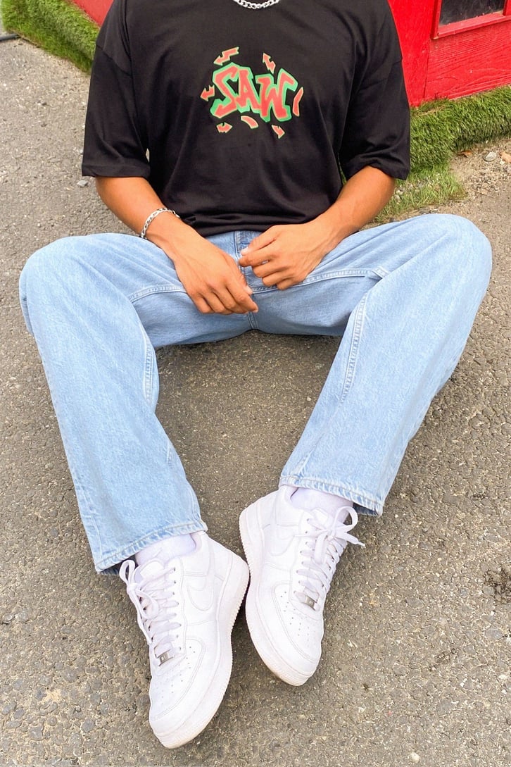 Basic Buz Mavi Baggy Jean