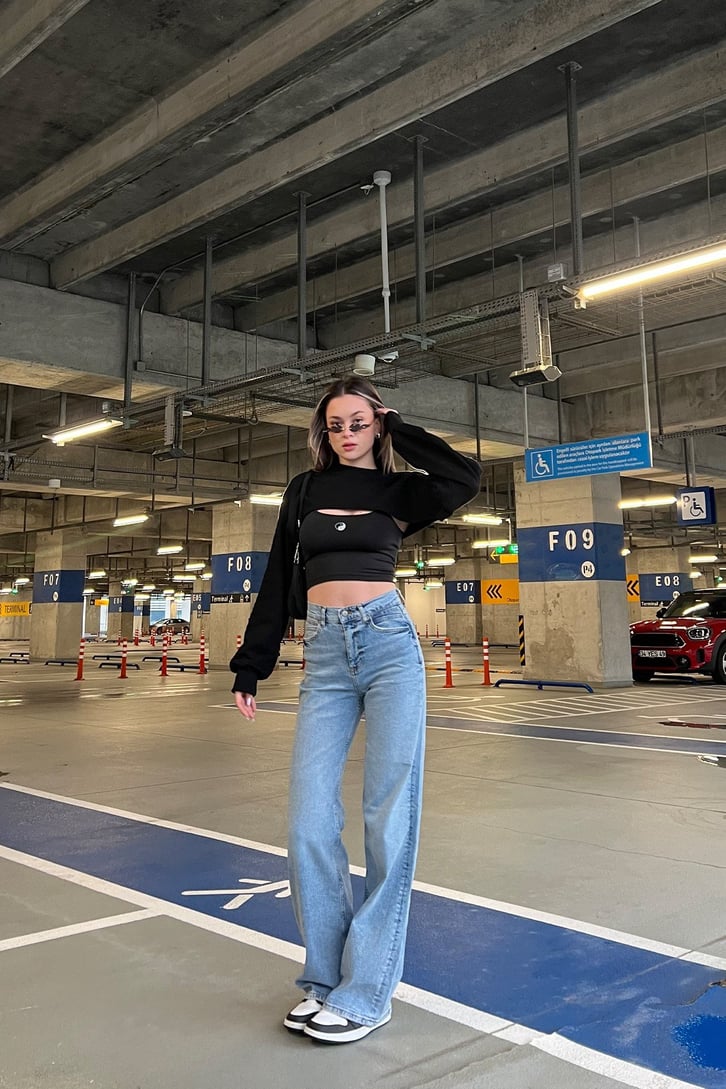 Basic Buz Mavi Baggy Jean