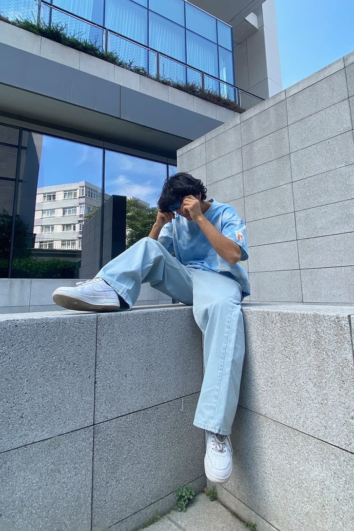 Basic Buz Mavi Baggy Jean