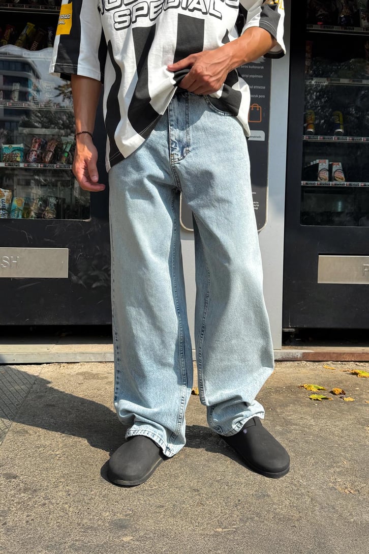 Basic Buz Mavi Baggy Jean