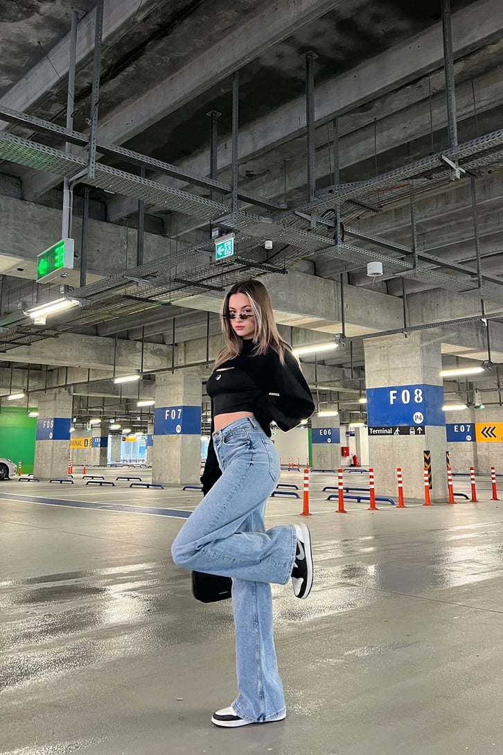 Basic Buz Mavi Baggy Jean