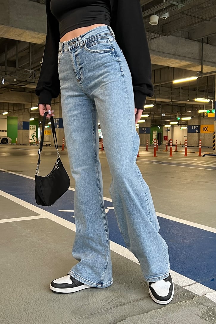 Basic Buz Mavi Baggy Jean