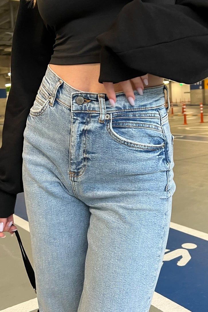 Basic Buz Mavi Baggy Jean
