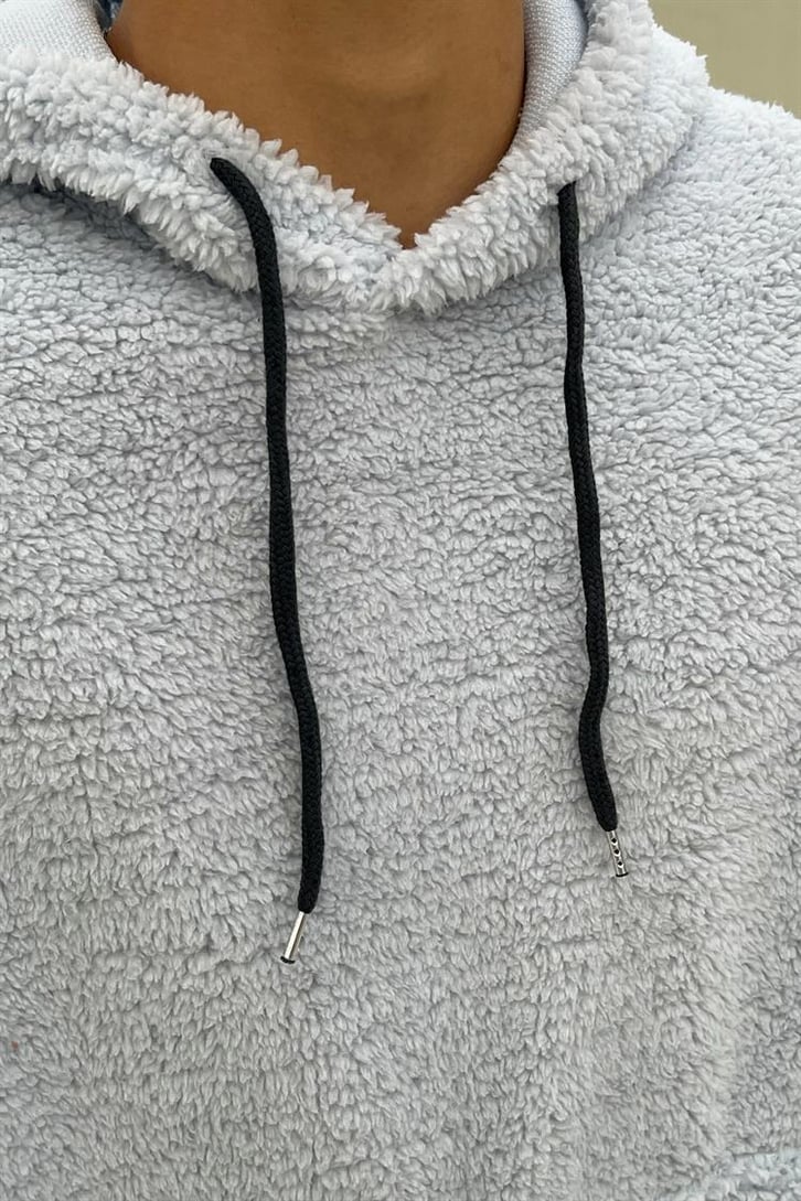 Basic Buz Mavi İçi Pamuklu Peluş Hoodie