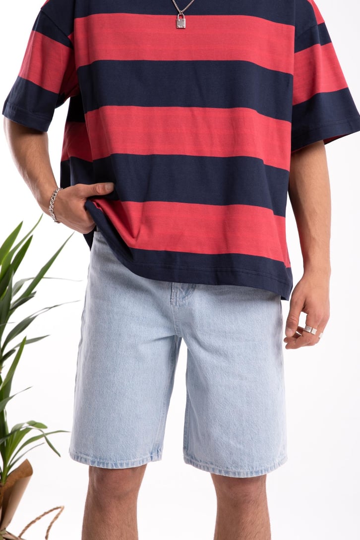 Basic Buz Mavi Jean Şort