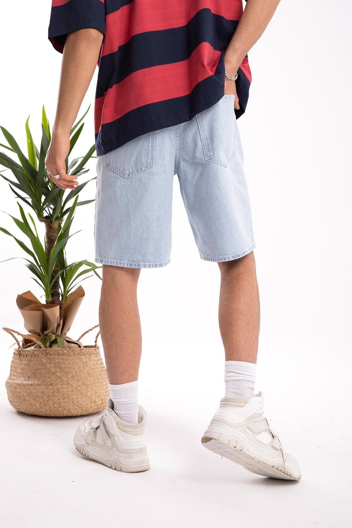 Basic Buz Mavi Jean Şort