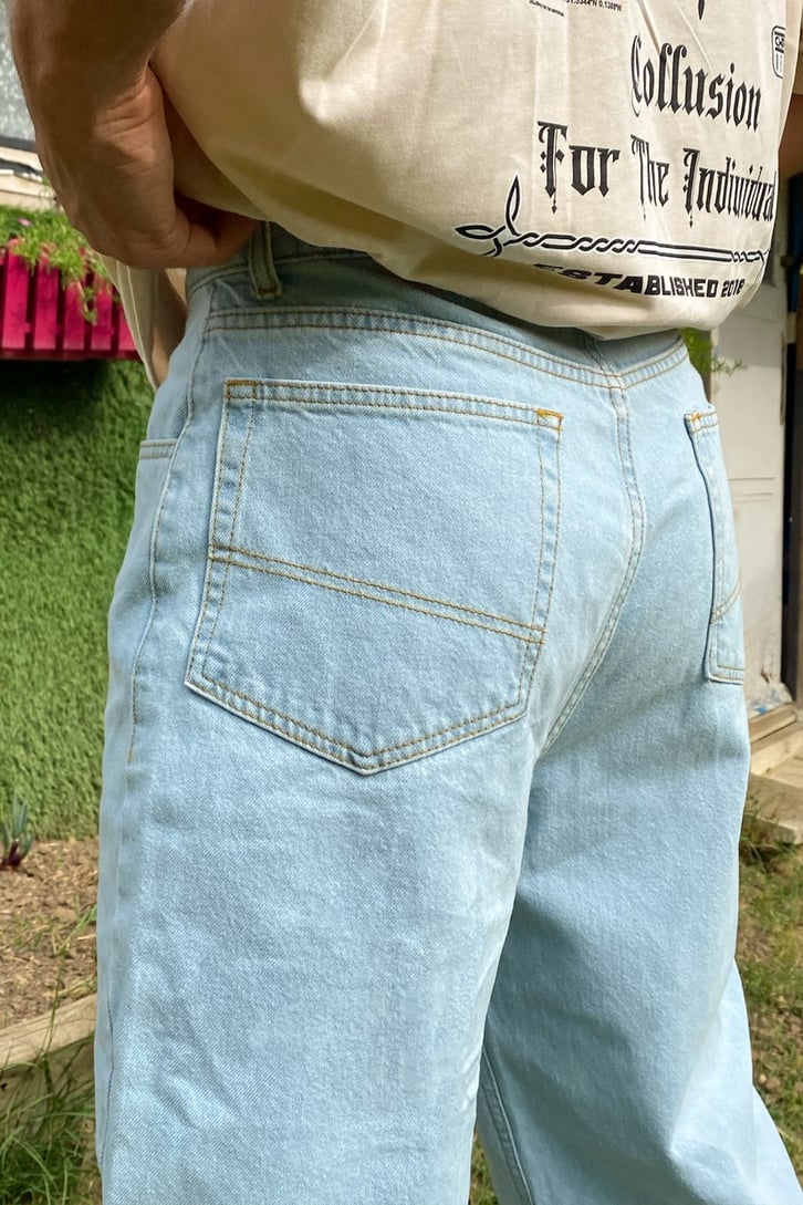 Basic Buz Mavisi Baggy Jean