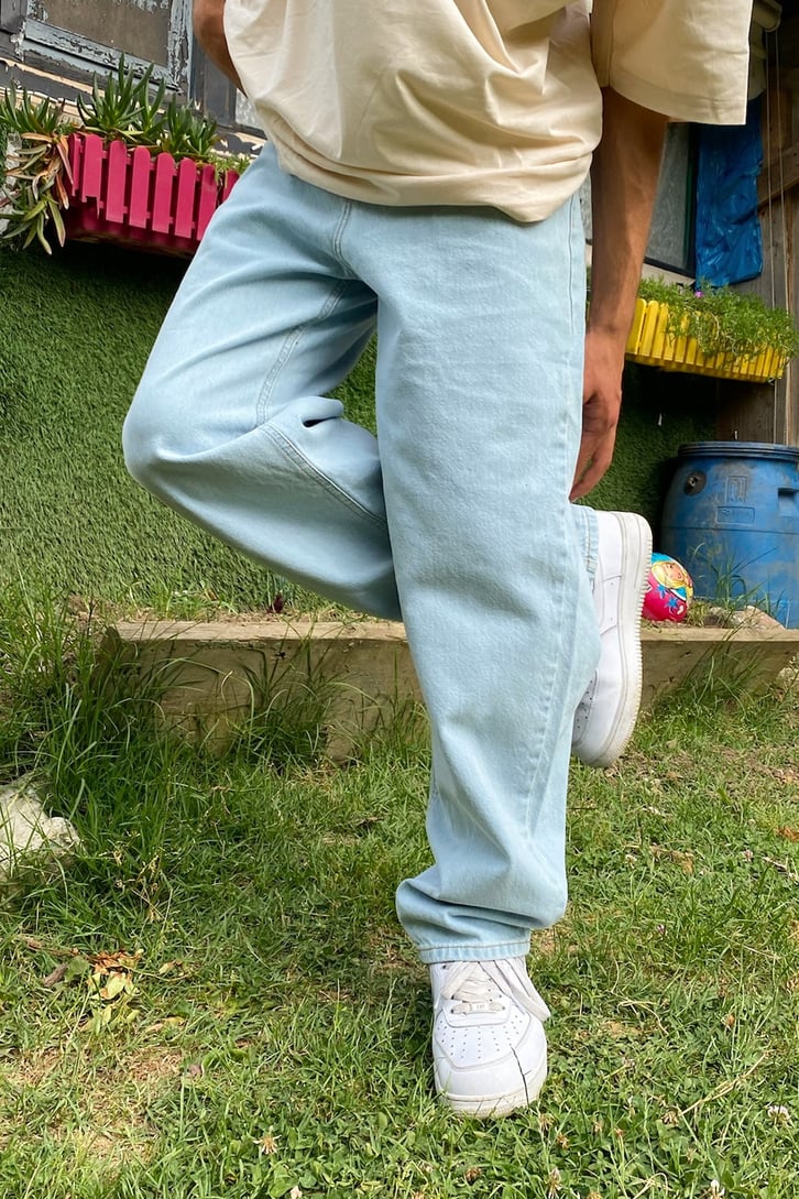 Basic Buz Mavisi Baggy Jean