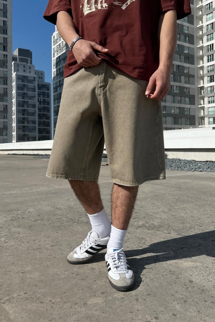 Basic Camel Baggy Şort