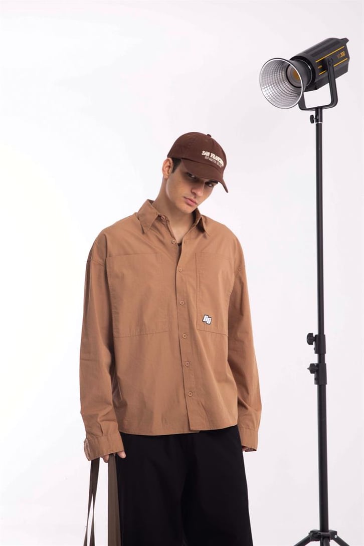 Basic Camel Uzun Kollu Poplin Gömlek