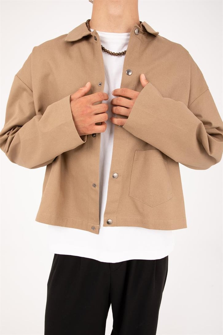 Basic Cep Detaylı Camel Ceket
