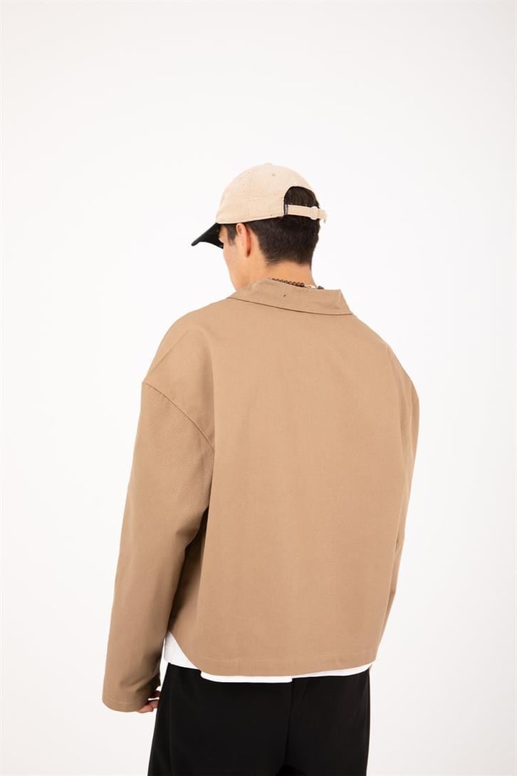 Basic Cep Detaylı Camel Ceket