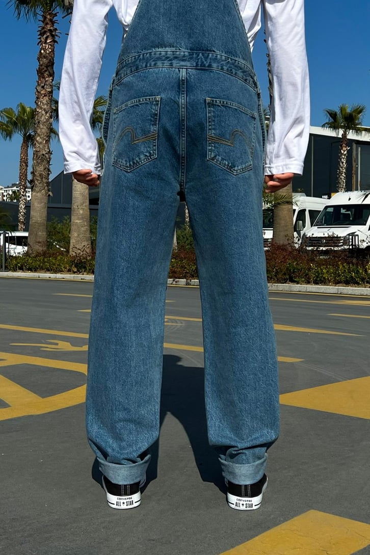 Basic Cepli Mavi Denim Salopet