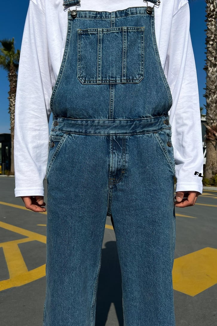 Basic Cepli Mavi Denim Salopet