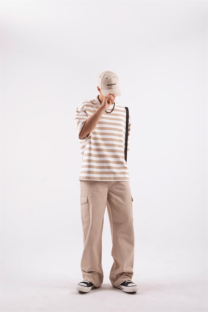 Basic Çizgili Oversize Tshirt
