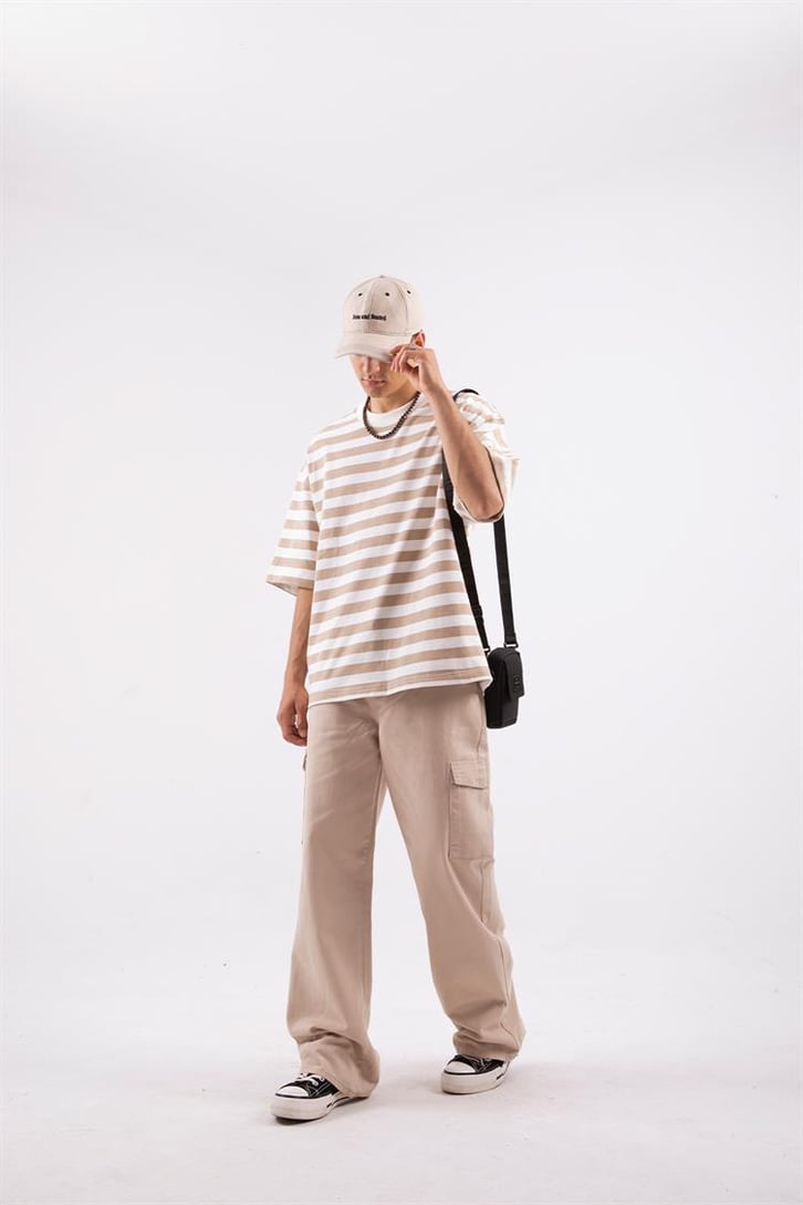 Basic Çizgili Oversize Tshirt