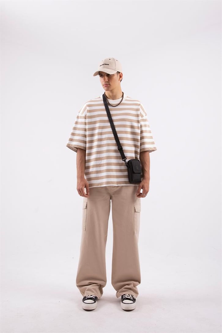 Basic Çizgili Oversize Tshirt