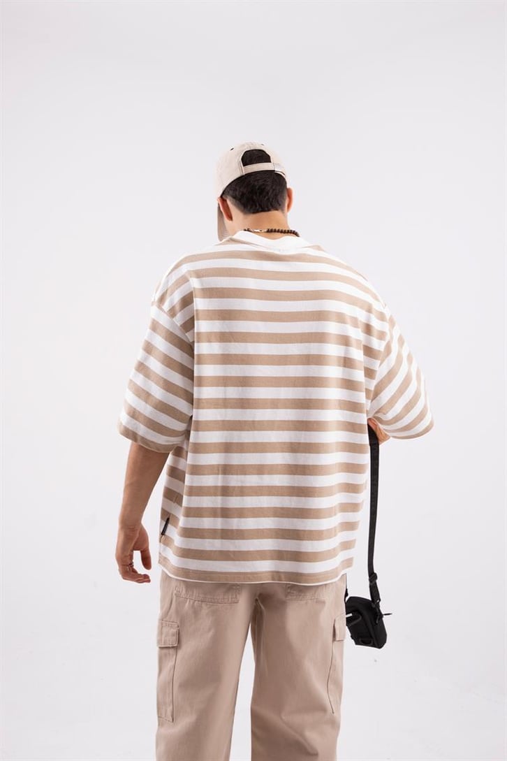 Basic Çizgili Oversize Tshirt