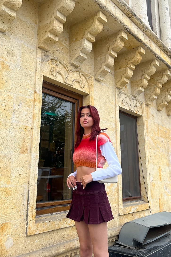 Basic Colorful Crop Süveter