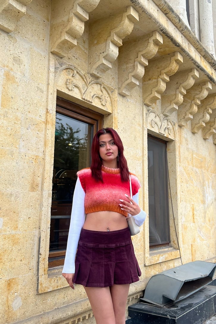 Basic Colorful Crop Süveter