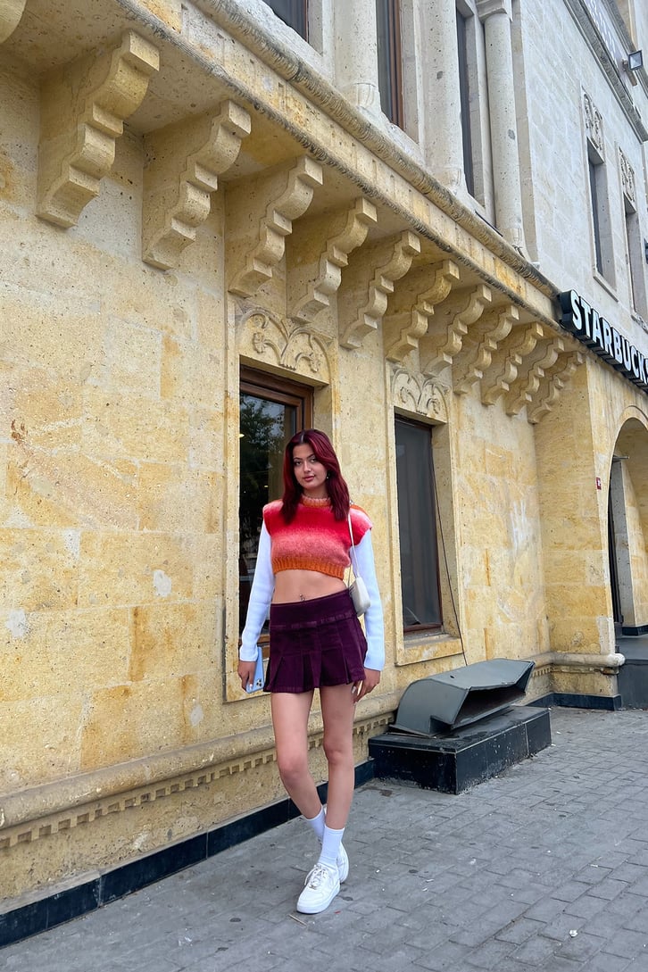 Basic Colorful Crop Süveter