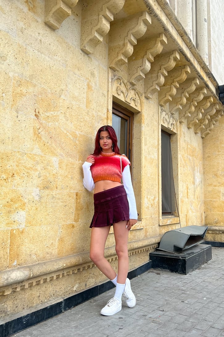 Basic Colorful Crop Süveter