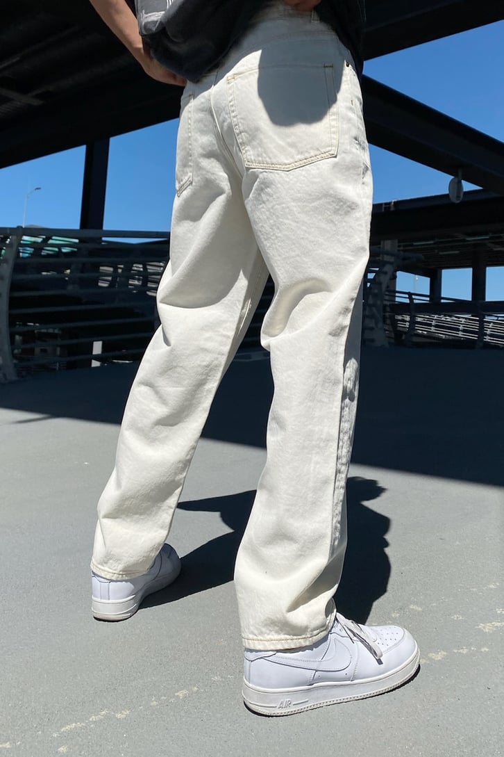 Basic Cream Baggy Jean