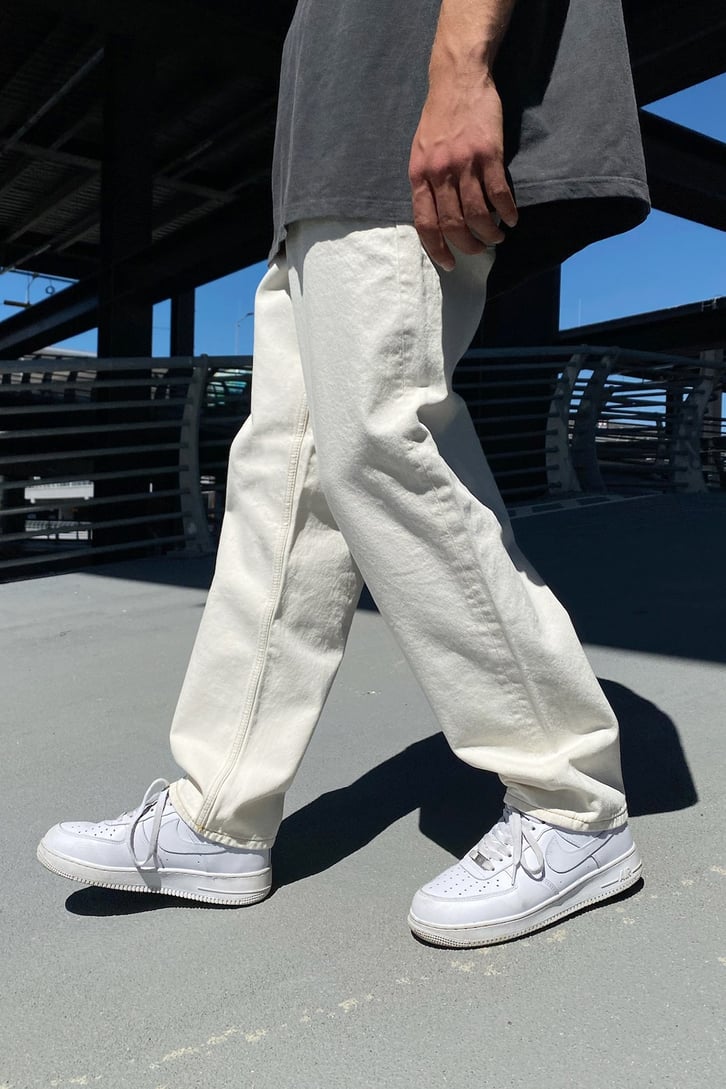 Basic Cream Baggy Jean