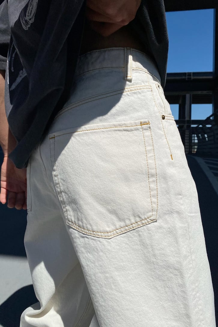 Basic Cream Baggy Jean