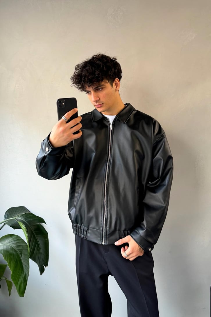 Basic Deri Oversize Ceket