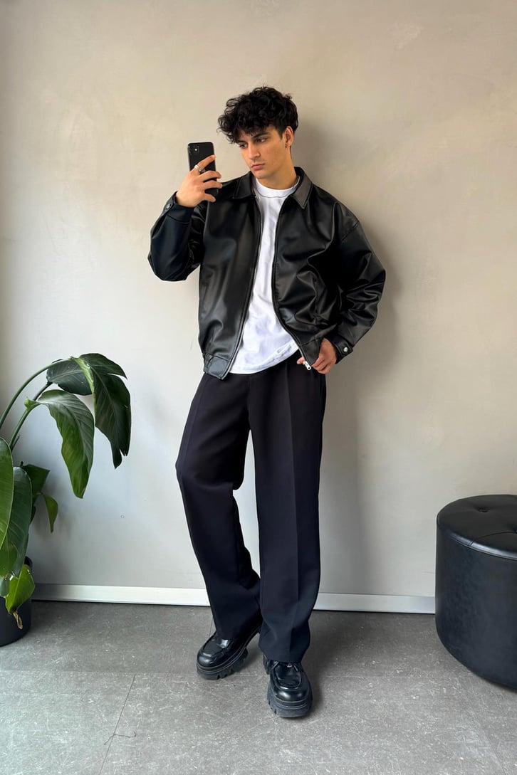 Basic Deri Oversize Ceket