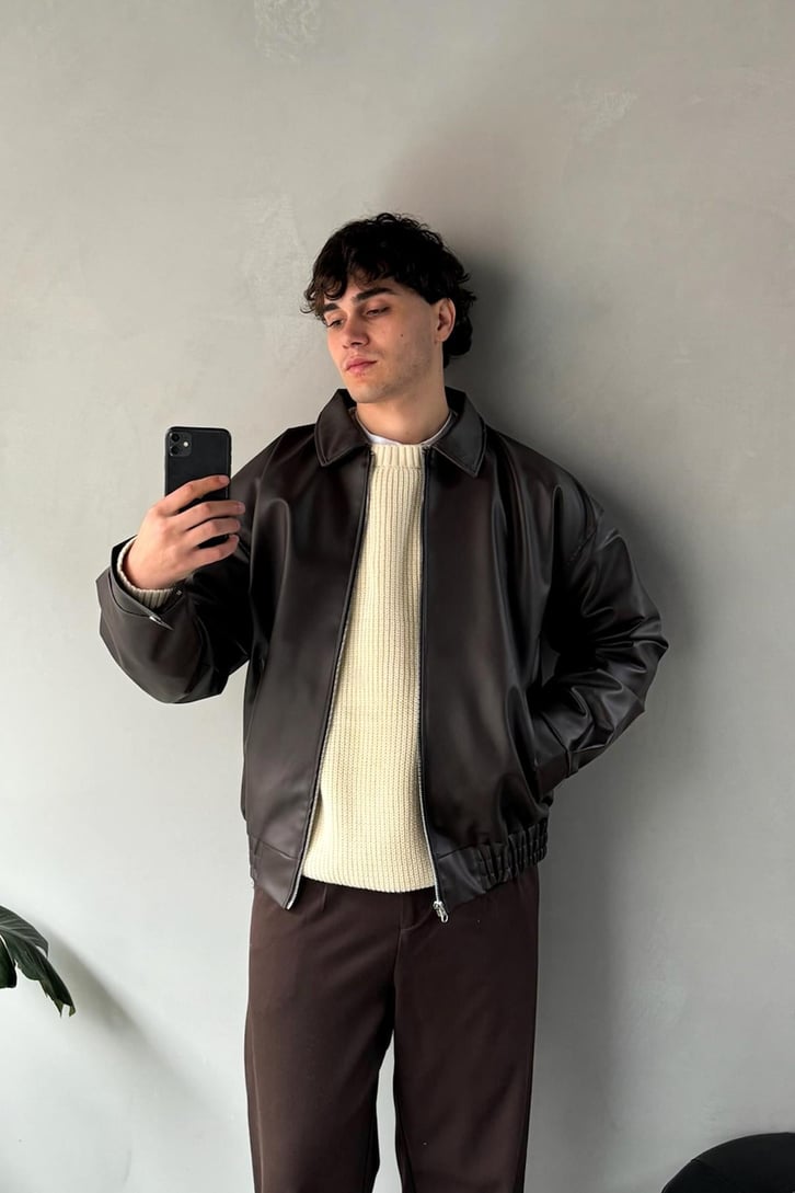 Basic Deri Oversize Ceket