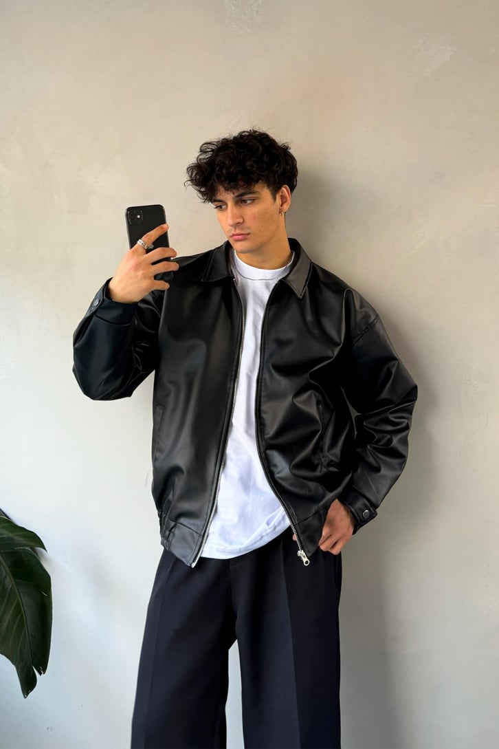 Basic Deri Oversize Ceket
