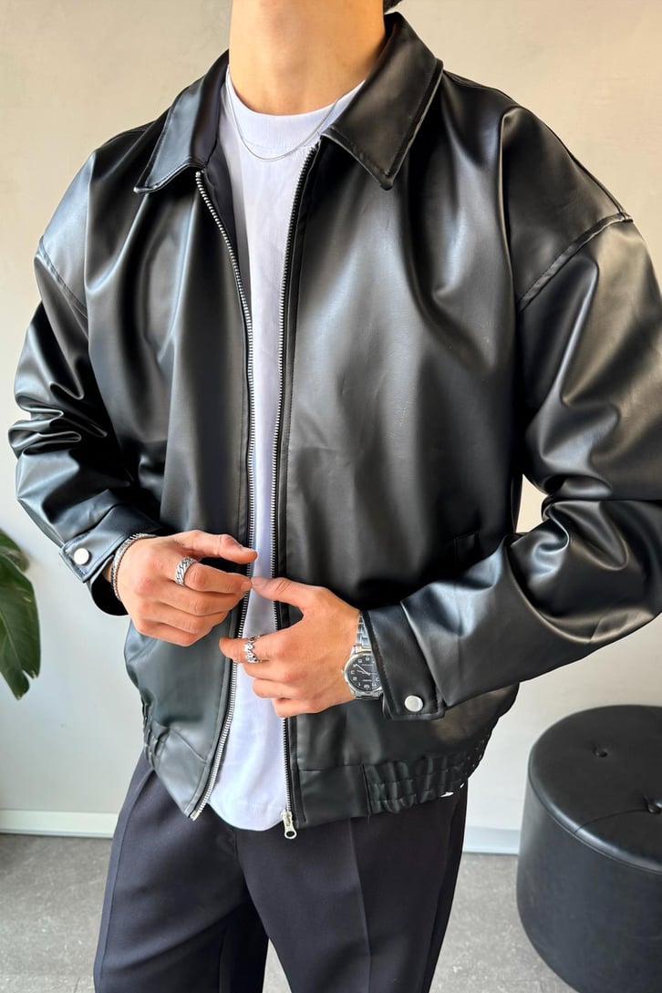 Basic Deri Oversize Ceket